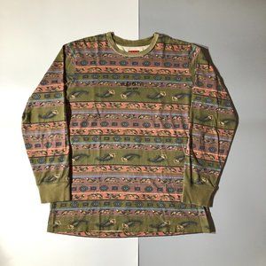 Supreme SS16 Paisley Stripe L/S Tee Olive